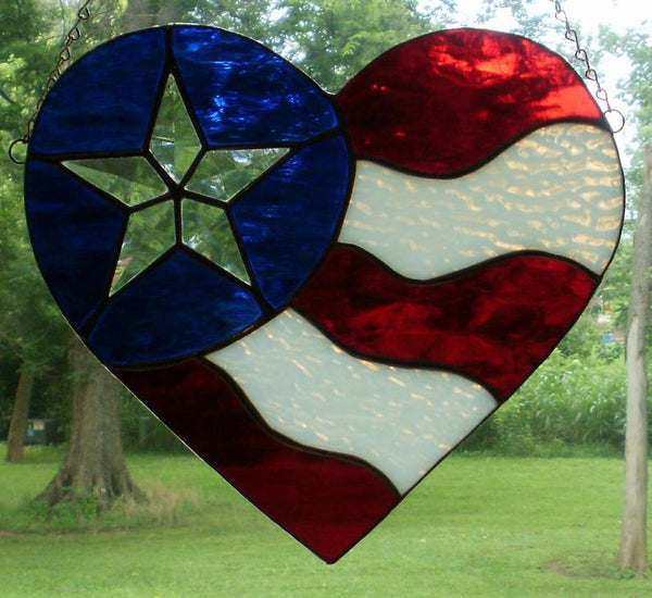 Digital USA Star Heart Flag Stained Glass Pattern - Download upon purchase!