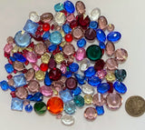 Small Two (2) Ounce Vintage Glass Jewel Assortment 4mm-14mm - Read description - Small jewels!