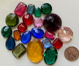 1/4 lb Lg. Vintage Double Faceted Glass Jewel Assts - (7) Lots available - Damaged/Flawed - Read description!