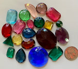 1/4 lb Lg. Vintage Double Faceted Glass Jewel Assts - (7) Lots available - Damaged/Flawed - Read description!
