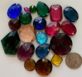 1/4 lb Lg. Vintage Double Faceted Glass Jewel Assts - (7) Lots available - Damaged/Flawed - Read description!