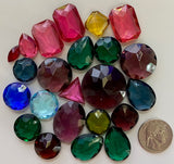 1/4 lb Lg. Vintage Double Faceted Glass Jewel Assts - (7) Lots available - Damaged/Flawed - Read description!
