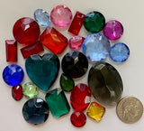 1/4 lb Lg. Vintage Double Faceted Glass Jewel Assts - (7) Lots available - Damaged/Flawed - Read description!