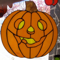 Digital Black & White Pattern for Stained Glass 'Jolly Pumpkin' Halloween Spooky Fun