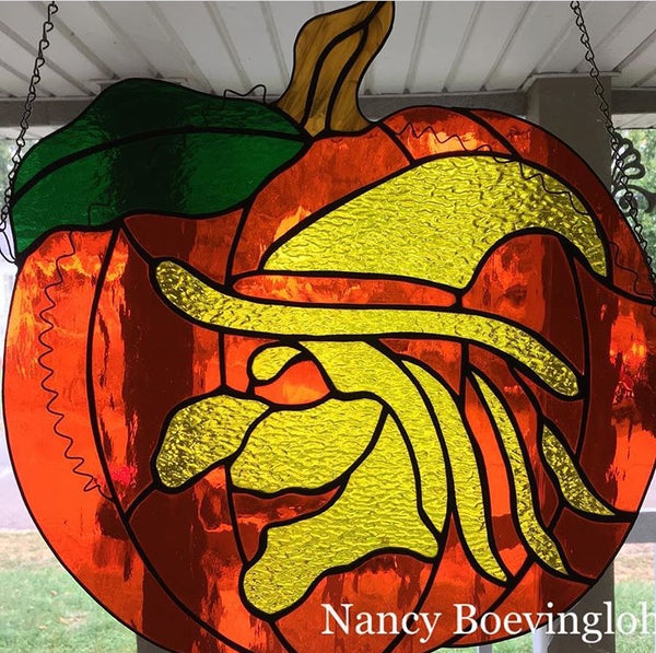 Digital Black & White Pattern for Stained Glass 'Witch Pumpkin' Halloween Spooky