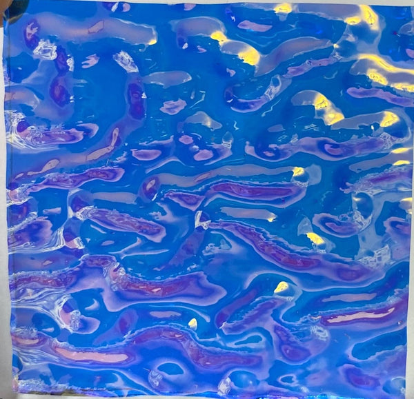 Thin Clear CBS Cyan Copper 'Ripple' 90 COE Dichroic Glass - 5 sizes available!