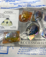 Large Vintage Iridescent Cast Glass Scarab Beetle Tiffany Lamp Pattern Accent Jewel Set