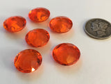 Rare Vintage 14mm Orange Hyacinth Double Faceted Glass Jewels - Set of Six (6)