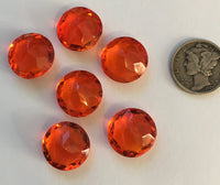 Rare Vintage 14mm Orange Hyacinth Double Faceted Glass Jewels - Set of Six (6)