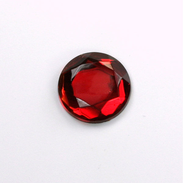 15mm Ruby Red Glass Flat Back Foiled Rauten Round Jewel
