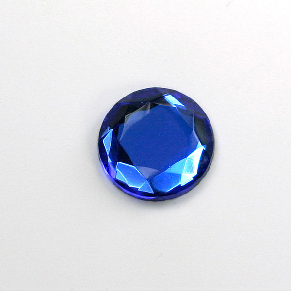 15mm Sapphire Blue Glass Flat Back Foiled Rauten Round Jewel