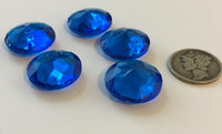 Rare Vintage 18mm Capri Blue Double Faceted Glass Jewels - Set of Five (5)