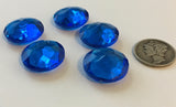 Rare Vintage 18mm Capri Blue Double Faceted Glass Jewels - Set of Five (5)