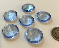 Vintage 18mm Light Sapphire Double Faceted Glass Jewels - Set of Six (6)
