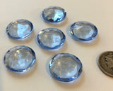 Vintage 18mm Light Sapphire Double Faceted Glass Jewels - Set of Six (6)