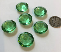 Vintage 18mm Peridot Green Double Faceted Glass Jewels - Set of Six (6)