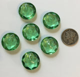 Vintage 18mm Peridot Green Double Faceted Glass Jewels - Set of Six (6)