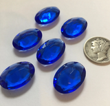 Vintage 18x13mm Oval Sapphire Blue (6) Double Faceted Glass Jewels