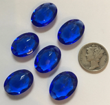 Vintage 18x13mm Oval Sapphire Blue (6) Double Faceted Glass Jewels