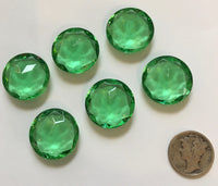 Vintage 20mm Peridot Green (6) Double Faceted Glass Jewels