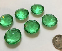 Vintage 20mm Peridot Green (6) Double Faceted Glass Jewels