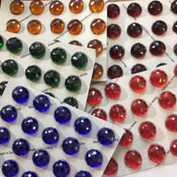 High Dome 20x10mm Round Faceted Glass Jewel - 7 colors available!