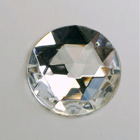 25mm Clear Glass Flat Back Foiled Rauten Round Jewel