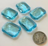 Vintage 25x18mm Octagon Light Aquamarine Double Faceted Glass Jewels (5)