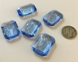 Vintage 25x18mm Octagon Light Sapphire Blue Double Faceted Glass Jewels (5)