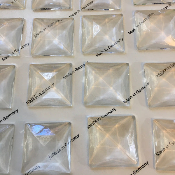 Large 40mm Clear Square Faceted Glass Jewels for Stained Glass