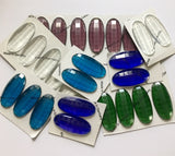 Oval 45x20mm Flat Backed Faceted Glass Jewels for Stained Glass - Eight (8) Colors!