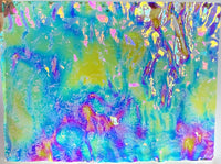 Large CBS 3x4 Bullseye Clear Green Magenta Fusion Ripple 90 COE Dichroic Glass