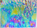 Large CBS 3x4 Bullseye Clear Green Magenta Fusion Ripple 90 COE Dichroic Glass