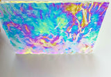 Large CBS 3x4 Bullseye Clear Green Magenta Fusion Ripple 90 COE Dichroic Glass