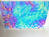 Large CBS 3x4 Bullseye Clear Green Magenta Fusion Ripple 90 COE Dichroic Glass