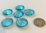 Vintage 18mm Light Aquamarine Double Faceted Glass Jewels - Set of Six (6)
