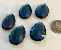 Vintage 25x18mm Montana Blue Pear Teardrop (5) Double Faceted Glass Jewels