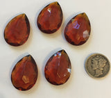 Vintage 25x18mm Madeira Topaz Pear Teardrop (5) Double Faceted Glass Jewels