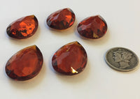 Vintage 25x18mm Madeira Topaz Pear Teardrop (5) Double Faceted Glass Jewels