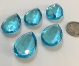 Vintage 25x18mm Light Aquamarine Blue Pear Teardrop (5) Double Faceted Glass Jewels