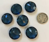 Vintage 18mm Montana Blue Double Faceted Glass Jewels - Set of Six (6)