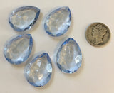 Vintage 25x18mm Light Sapphire Blue Pear Teardrop (5) Double Faceted Glass Jewels