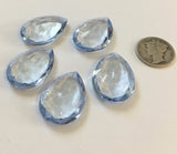 Vintage 25x18mm Light Sapphire Blue Pear Teardrop (5) Double Faceted Glass Jewels