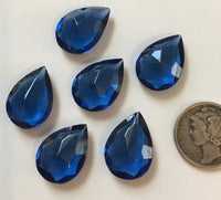 Vintage 18x13mm Montana Blue Pear Teardrop (6) Double Faceted Glass Jewels