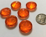 Rare Vintage 18mm Orange Hyacinth Double Faceted Glass Jewels - Set of Six (6)
