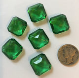 Vintage 15mm Square Peridot Green Double Faceted Glass Jewels (6)