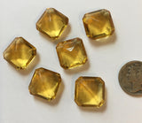 Vintage 15mm Square Light Amber Double Faceted Glass Jewels (6)
