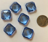 Vintage 15mm Square Light Sapphire Blue Double Faceted Glass Jewels (6)