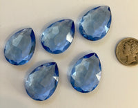 Vintage 25x18mm Medium Sapphire Blue Pear Teardrop (5) Double Faceted Glass Jewels