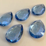 Vintage 25x18mm Medium Sapphire Blue Pear Teardrop (5) Double Faceted Glass Jewels